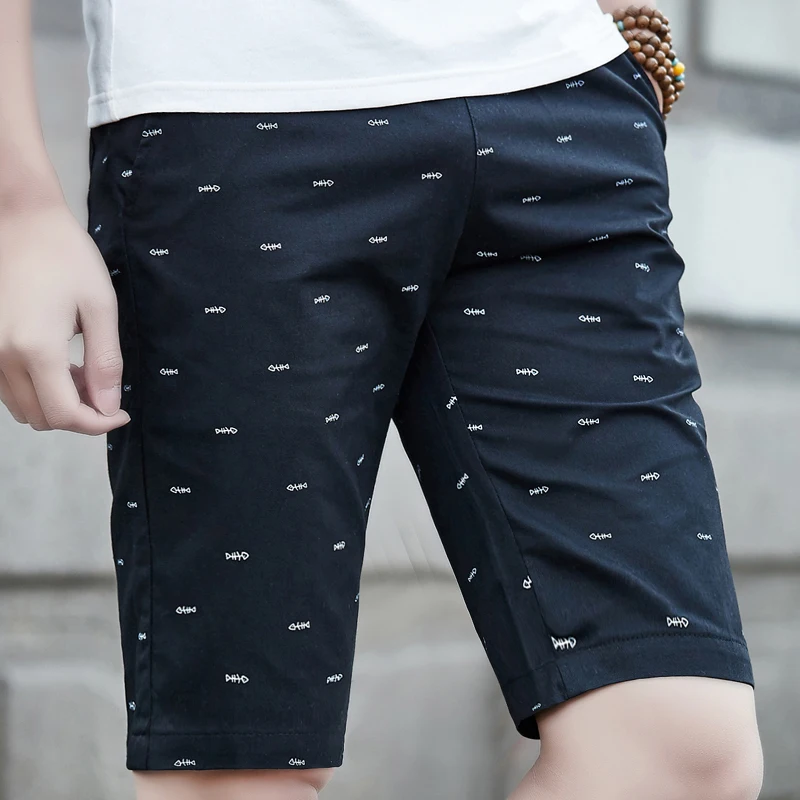 Printed Men Shorts Cotton Summer New Casual Shorts Men Elastic Waist Fashion Beach Shorts Bermuda Shorts Homme Blue Big Size 4xl