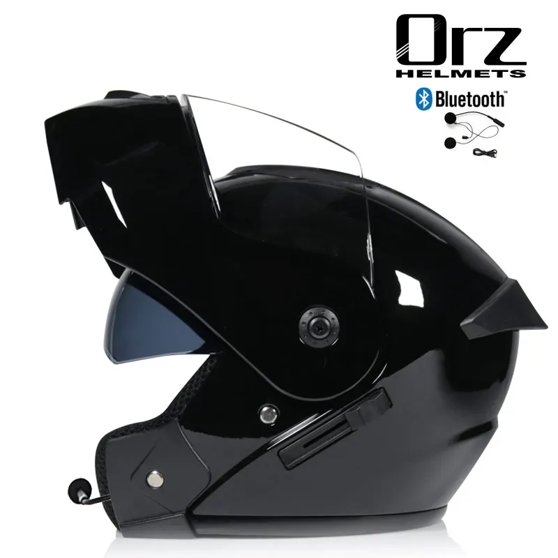  Casco de motocicleta con Bluetooth de cara completa, casco de motocicleta  Bluetooth integrado, aprobado por DOT/ECE, doble viseras y múltiples  rejillas de ventilación, casco multifunción para adultos (color: K, tamaño 