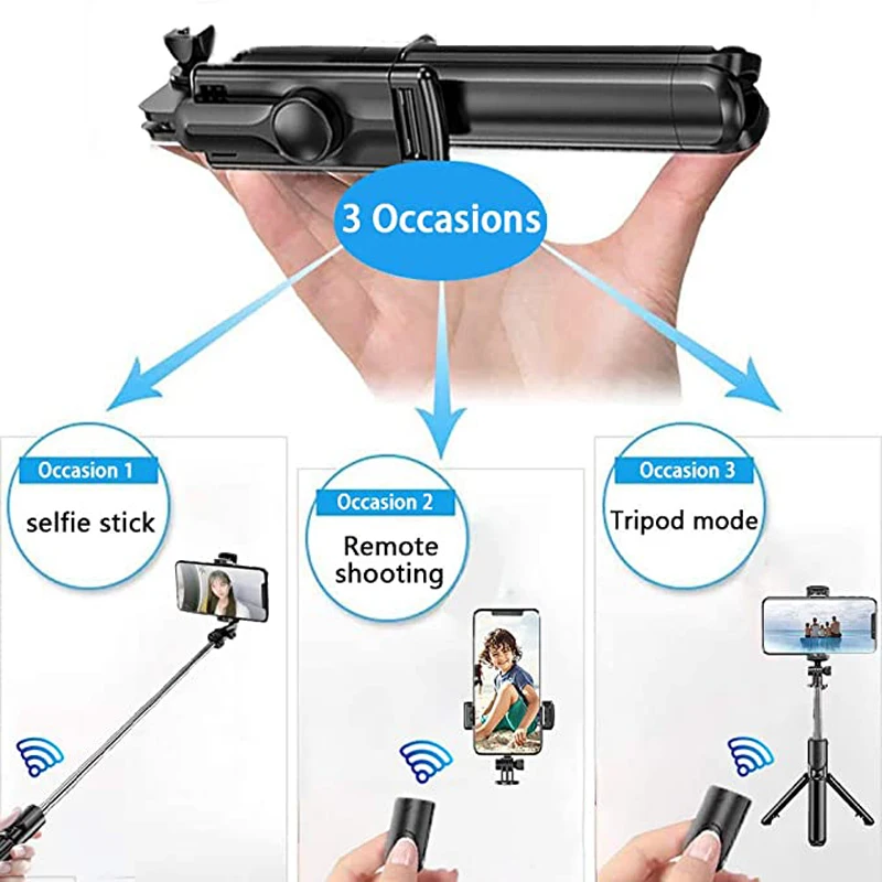 Extendable Selfie Stick Tripod Stand Multi-angle Rotation with Bluetooth Remote for iPhone 12 11 Pro XS MAX X XR SE 8 7 Samsung