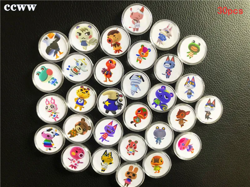 30Pcs White Background Animal Crossing Amiibo Coin Circular Ketchup Bob