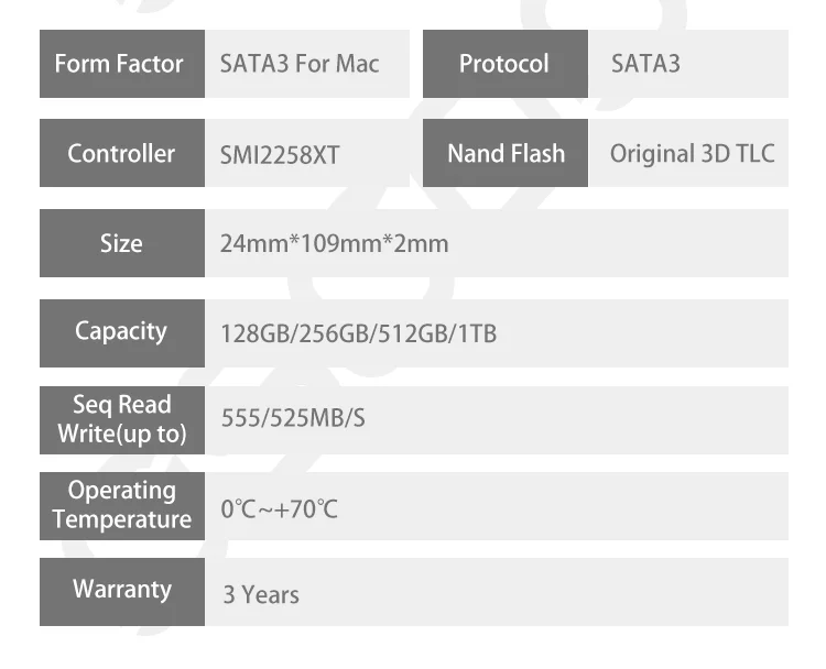 ON800B Hard Disk SSD 1TB 128GB 256GB 512GB for Macbook 2012Air A1465 A1466 2012Pro A1398 A1425 Apple Macbook SSD 3D TLC SATA3 internal solid state drives