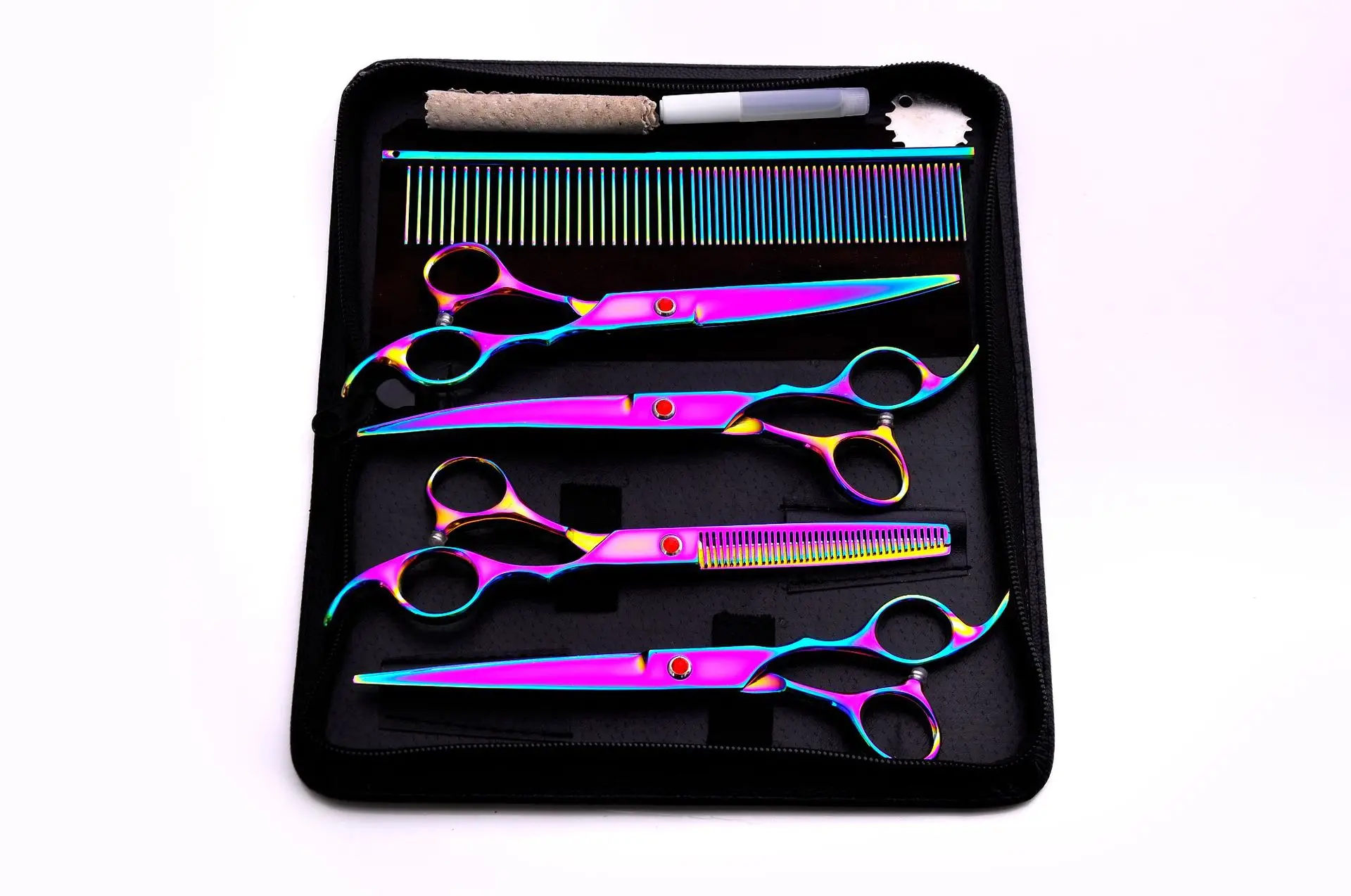

7-Inch Color Pet Set Hairdressing Cosmetic Tool Kit Supply Thinning Scissors Straight Snips Pet Beauty Hairdressing Scissors Who