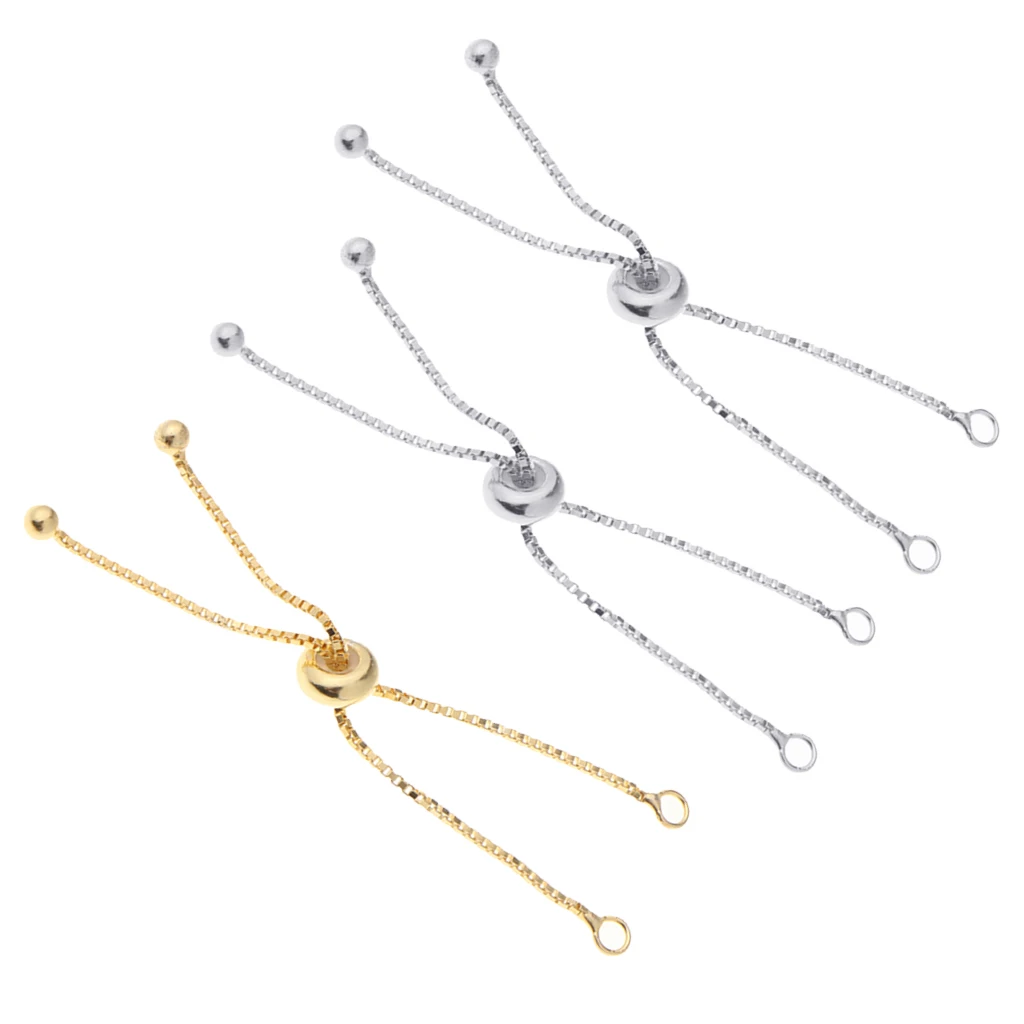 

Sterling Silver Bracelets/Necklaces Extender Chain Linking Chain and Sliding Clasp Closure for Jewelry Making Findings 3 Colors