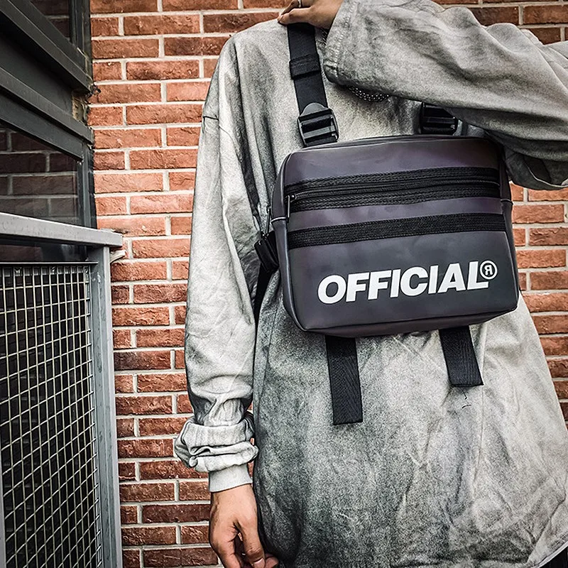 

Trendy Reflective Chest Bag Man HipHop Streetwear Women Disco Party Luminous Reflective Chest Rig Bags