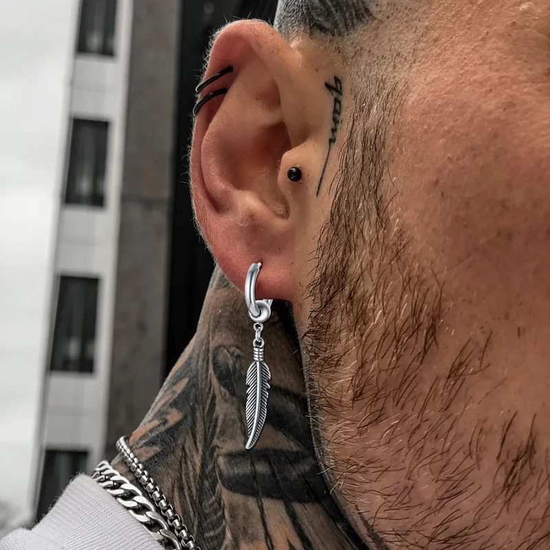 Dangle Earrings Piercing Earrings Men 16 Pairs Stainless Black