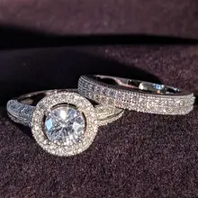 Новинка, роскошное обручальное кольцо из серебра 925 пробы, набор для женщин, Подарок на годовщину, ювелирные изделия оптом, moonso R5140