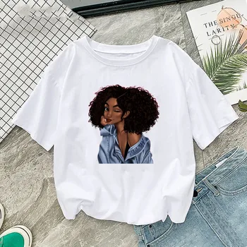 

Cool Black Girl Print Female T-shirt Harajuku Womens T-shirts for Women Summer Hip Hop Cotton T Shirt Tee Shirt Femme Vogue Tops