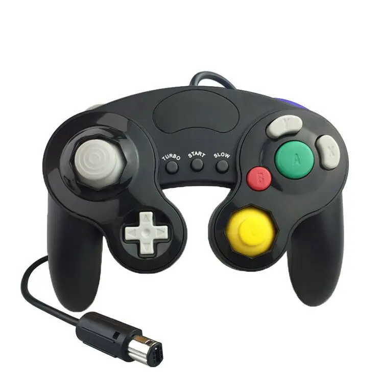 black add black Подходит для nintendo GameCube пластиковый чувствительный джойстик для wii Профессиональный плеер проводной контроллер Поддержка вибрации взрыв - Цвет: black add black