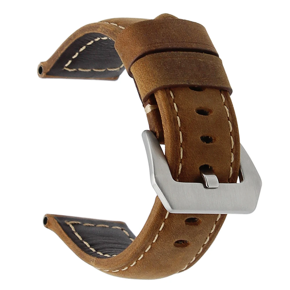 20mm 22mm 24mm 26mm Genuine Leather Watch Band for Panerai Luminor Radiomir Stainless Steel Buckle Watchband Wrist Strap(no logo | Наручные