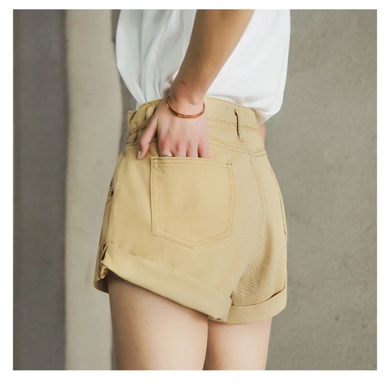 Vintage High Waist Crimping Denim Shorts Women Korean Style Casual Shorts Jeans Summer Hot Short Pants Women