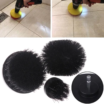 

New 1pc / 3Pcs Black Electric Floor Cleaning Brush Drill Power Tool For Removing Stubborn Stains On Stone Mable Ceramic Tile Bla