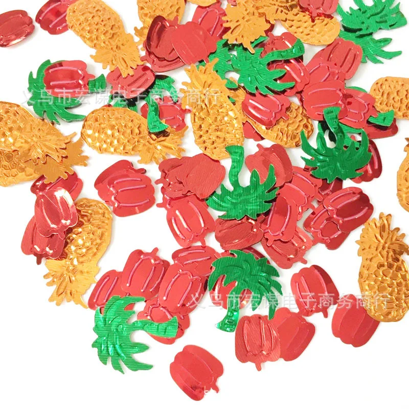 Hawaiian Style/confetti /Coconut/pineapple/green pepp/15 grams Sequins PVC Flat for DIY Card Making Craft Color Collection