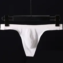 Mens Ice Silk G String Man Seamless Breathable Underwear Man Bulge Pouch Brief Sexy Low-Rise T-back Thong Male T-Pants Underpant