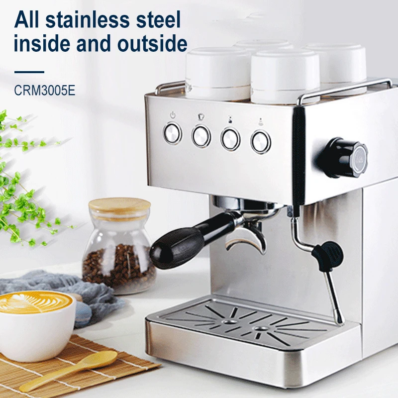 US $350.42 Home Coffee Machine Stainless Steel Body Full SemiAutomatic Espresso Beans High Pressure Steam Milk Frother Machine 220V 17L