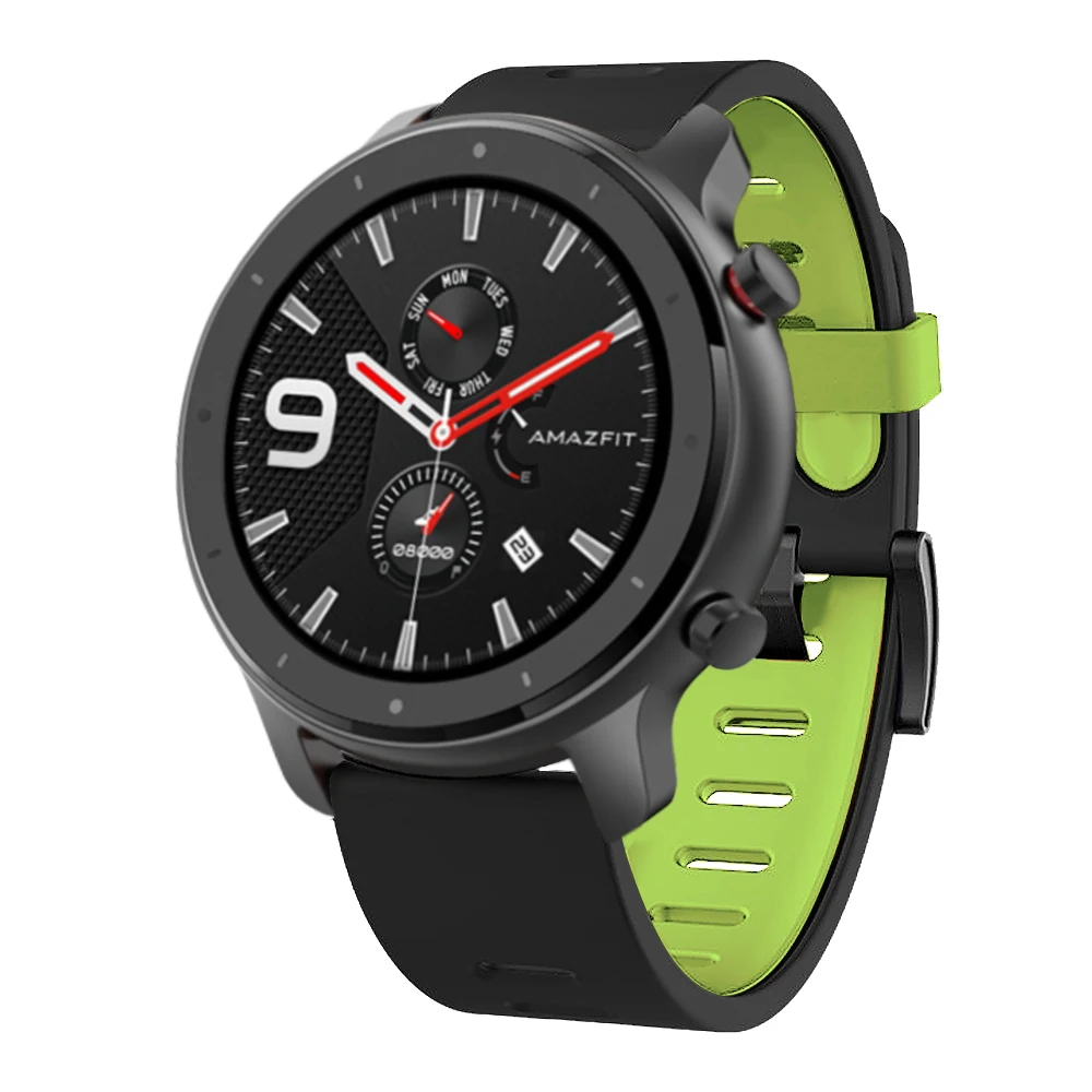 Ремешок для Xiaomi Huami Amazfit GTR 47 мм двухцветный спортивный силиконовый