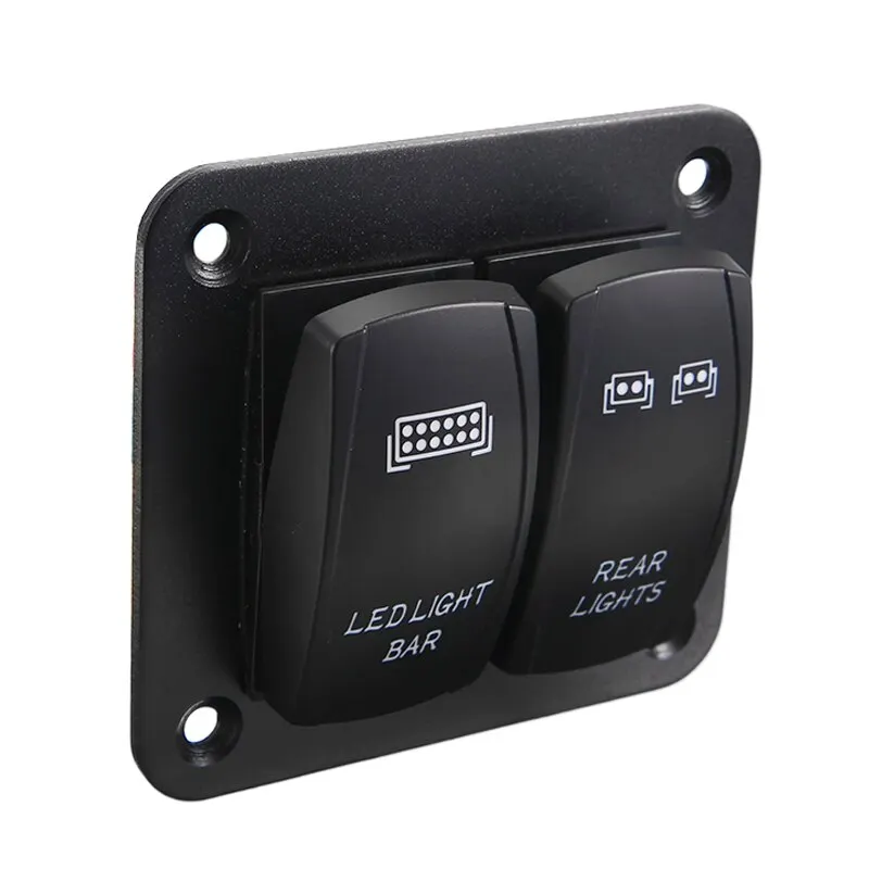 1pc Universal Blue Rocker Switch Panel LED Light Bar & Rear Light 12V 24V 5 Pin ON/Off Toggle Switch Control Panel with LED
