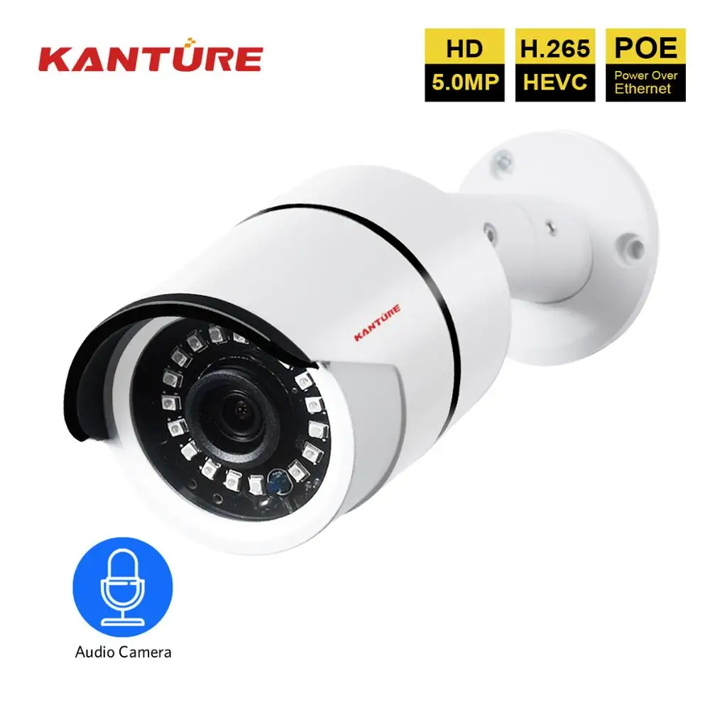 KANTURE H.265 супер HD 5MP сетевая POE ip-камера IP66, наружная Водонепроницаемая Onvif камера видеонаблюдения для NVR