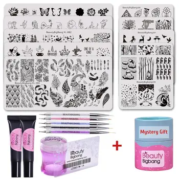 

10Pcs BEAUTYBIGBANG Nal Art Kit Stamping Plate & Gel Polish With Dotting Pen With free gift Blind Box