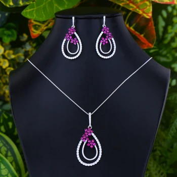 

missvikki New Design Fine Cute Bridal Wedding waterdrop Pendant Earrings Necklace Jewelry Set Super Sweet CZ Fashion Accessories