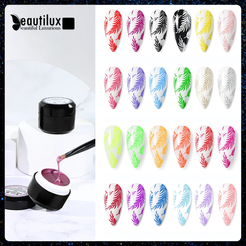Гель-лак для стемпинга Beautilux черно-белый гель переноса ногтей отмачиваемый лак