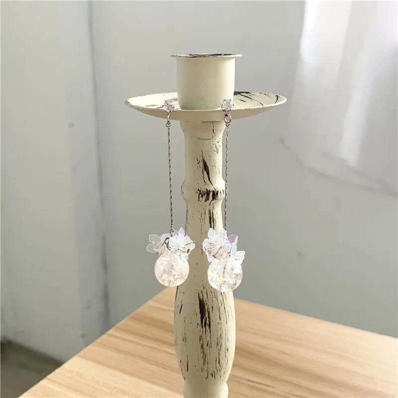 

Long Chain Fairy Balls Earrings with Clips Mori Girls White Shiny 2019 Earrings