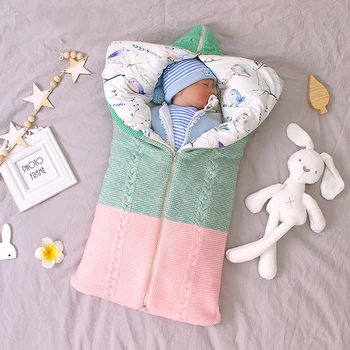 

Newborn Blanket Infant Baby Knitted Sleep bag Stroller Envelope Blanket Winter Warm Swaddle Wrap Sleeping Bags 0-12month Bedding