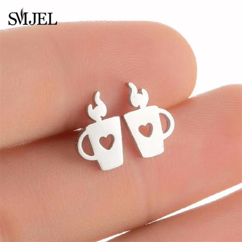 Punk Stainless Steel Earrings for Women Fashion Jewelry 2021 Lighter Compass Expression Lung Rocket Earring Weird Christmas Gift