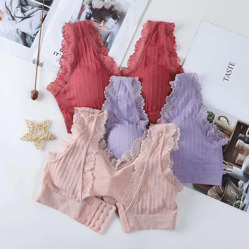 

Lace Women Bra Tube Tops Sexy Padded Push Up Backless Fitness Underwear Knitted Brassiere Wireless Bralette Sensual Lingerie Top