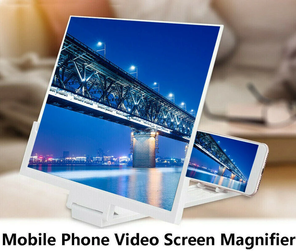 

Universal 14"3D Screen Amplifier Mobile Phone Magnifying Glass HD Stand For Video Folding Screen Enlarged Eyes Protection Holder