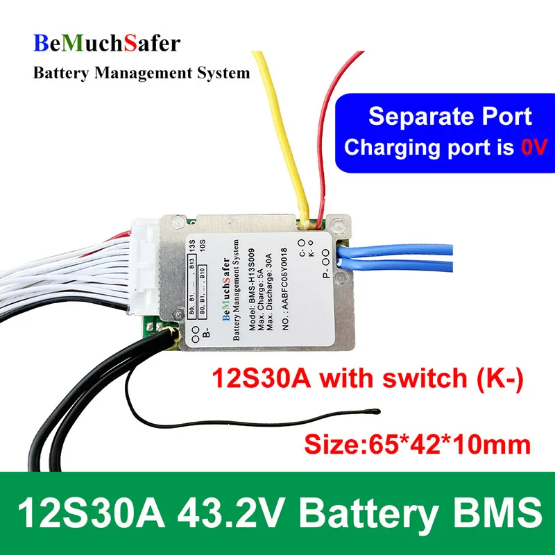 Материнская плата BeMuchSafer 36V 43 2 V 48V BMS 10S 12S 13S 20A 30A 13S30A 12S30A с отдельным портом для