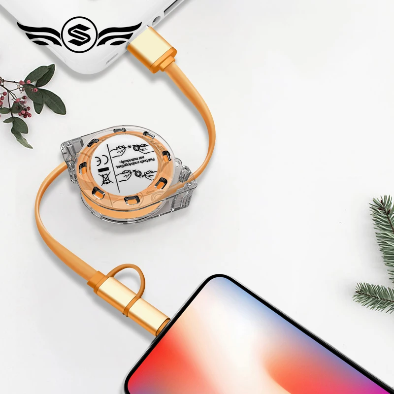 Многофункциональный 2 в 1 usb кабель Универсальный Быстрая зарядка строка данных для samsung Xiaomi Телескопический Usb удлинитель для iphone