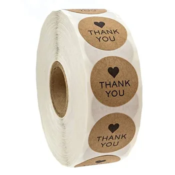 

Natural Kraft thank you Stickers1 inch Round 500 Labels per roll cute stickers for Cake Packaging seal labels handmade sticker