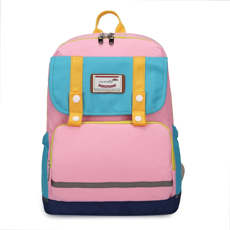 

Young STUDENT'S Bag Night Reflective Strips Contrast Color Cool Large-capacity Backpack Women's Hot Sales Nylon Backpack