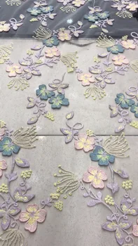 

top quality Modern design French net lace fabric African Flower mul ti color embroidery tulle lace fabric for ladies dress