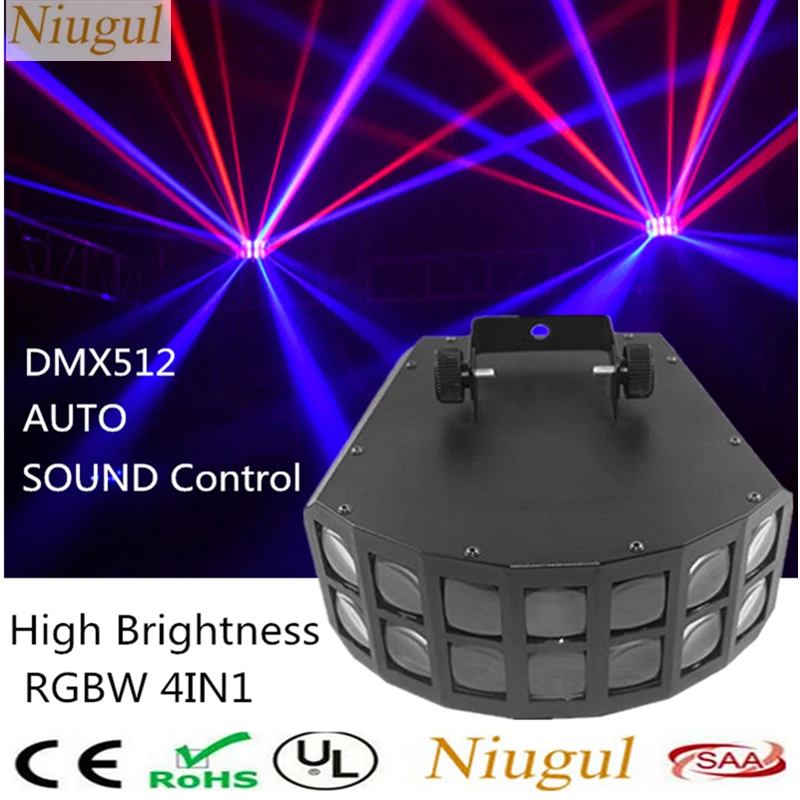 RGBW Светодиодная лампа «двойная бабочка»/DMX512 Derby Клубные вечерние сценический светильник s/Эффект луча сценический светильник ing/Disco DJ KTV декоративный светодиодный светильник