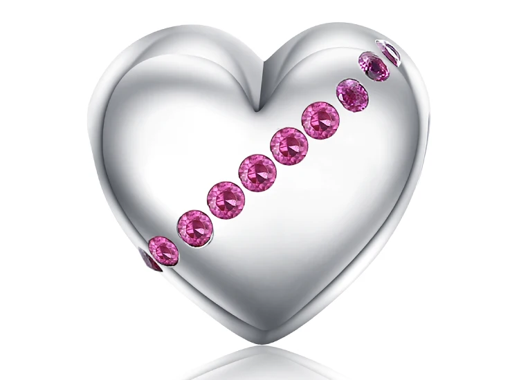 JewelryPalace 925 пробы серебро выгравированы дочь фиолетовый фианит сердце Шарм Бусины Fit Браслеты для дочери