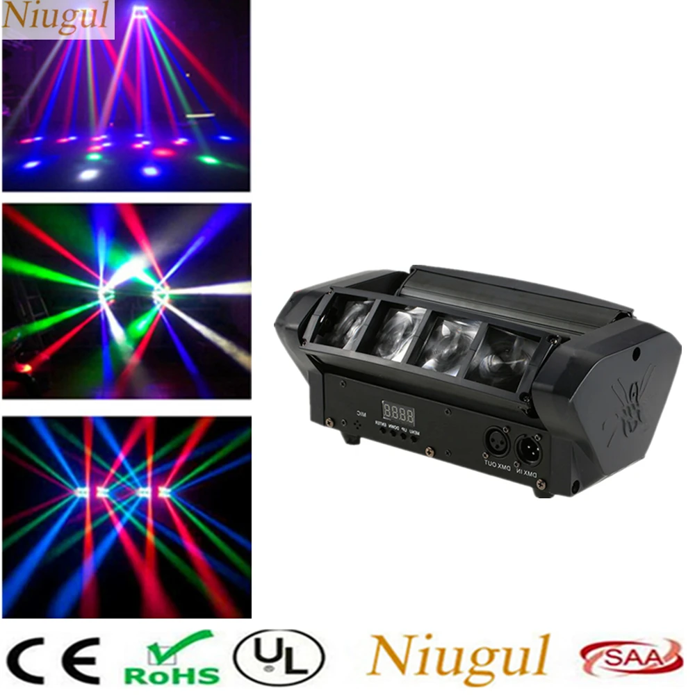 DMX512 мини светодиодный светильник паук RGBW с движущейся головой для сцены