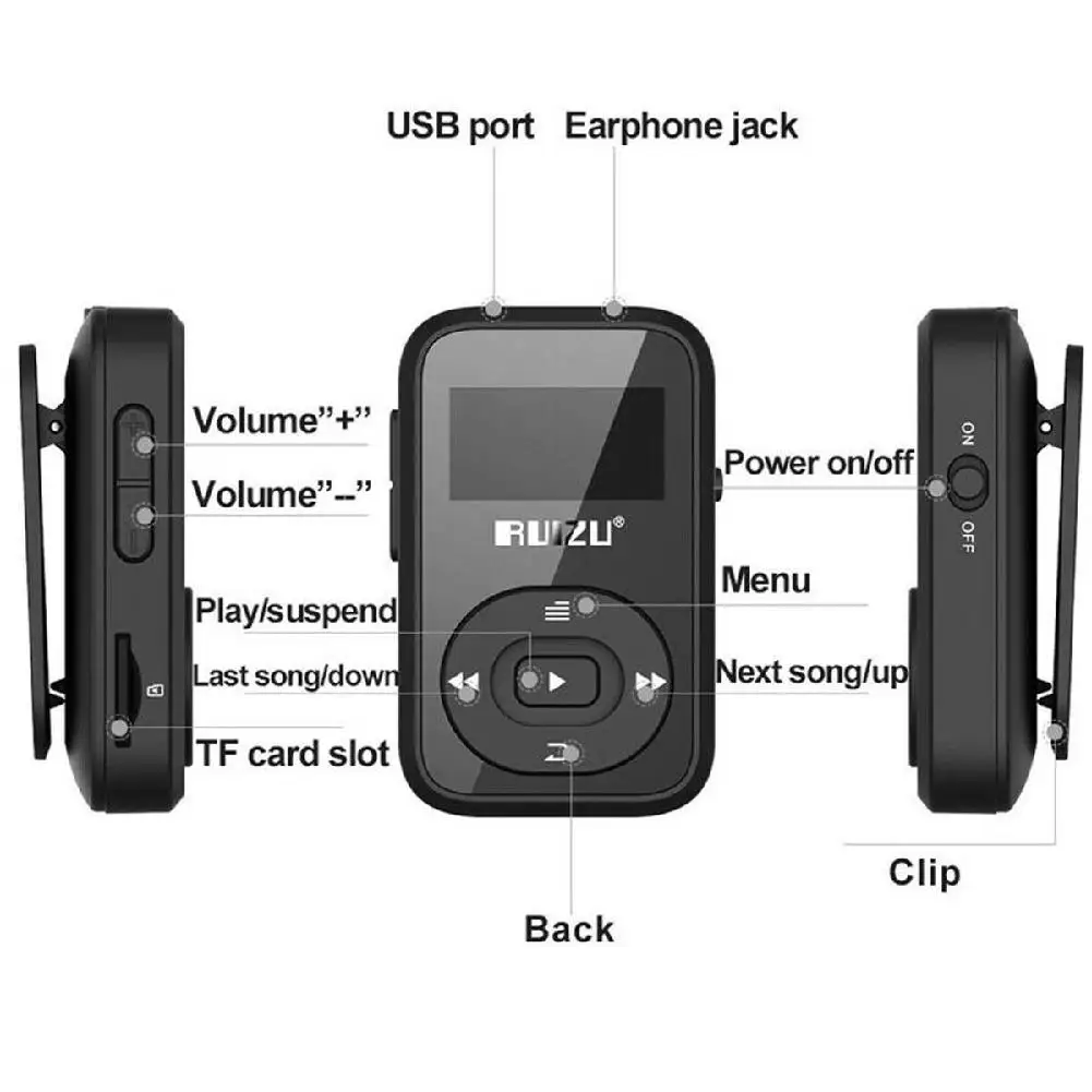 BEESCLOVER RUIZU MP3 плеер X26 8 Гб Спортивный Bluetooth MP3 музыкальный плеер OLED экран без потерь звук Отличная производительность r60
