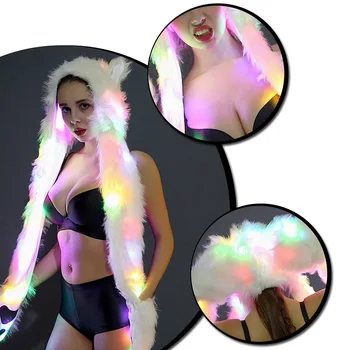 

Winter Warm LED Hat Color Changing Animal Paws Hat Hoods Gloves Scarf Costume Warm Earmuff Animal Cap with Scarf Glove