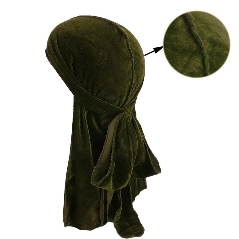 army green 1 шт. унисекс для мужчин и женщин длинный хвост крышка вельветовый тюрбан шляпа пропускающая воздух бандана шляпа аксессуары для волос и головы крышка повязка на голову - Цвет: army green