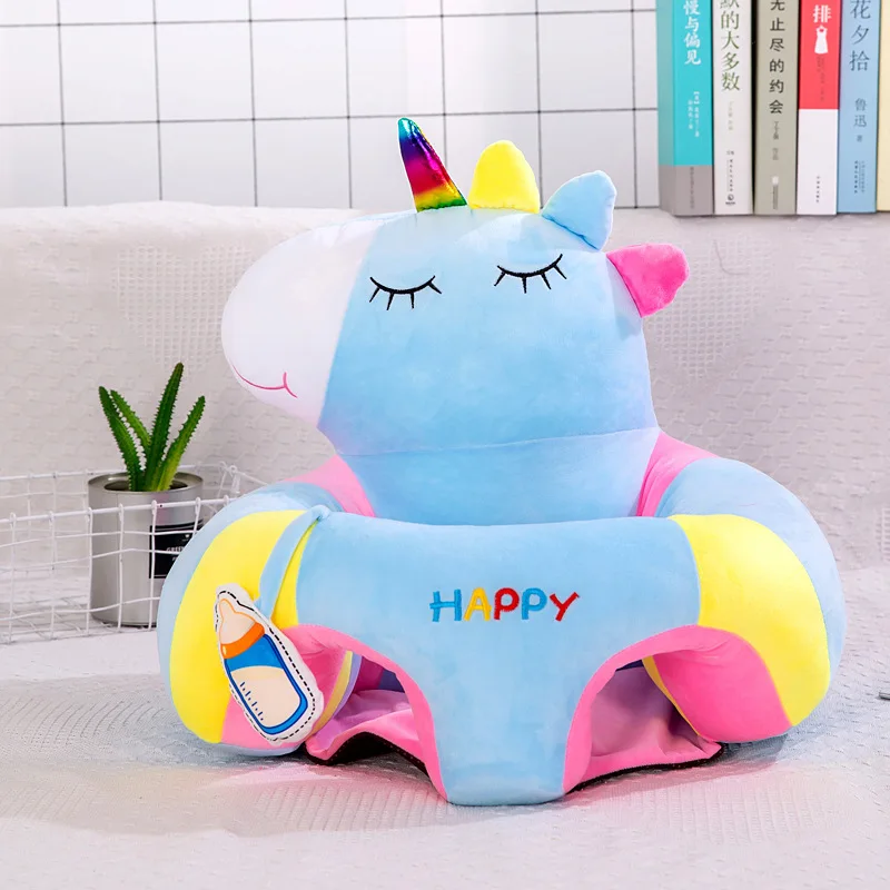 Sofá de felpa para bebé, silla para aprender a sentarse, cómoda, acolchada, lavable, sin relleno