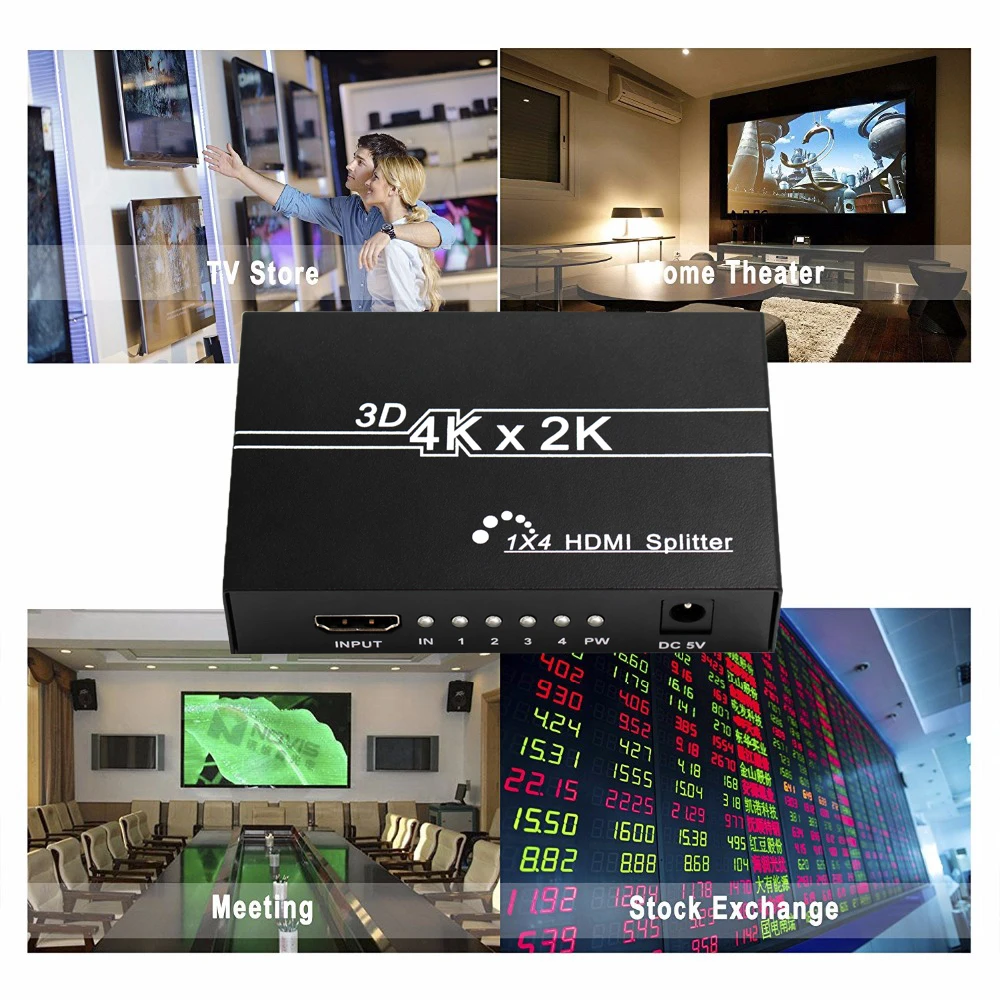 Wiistar 4K HDMI сплиттер 1080p видео HDMI коммутатор 1X2 1X4 двойной дисплей для HDTV DVD PS3 Xbox