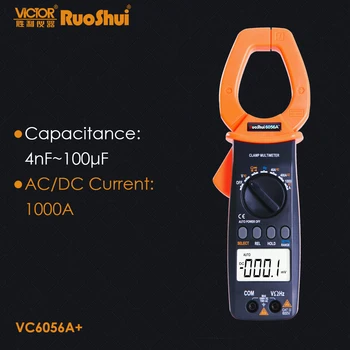 

RuoShui VC6056A Digital Clamp Meter AC DC 1000A Resistance Capacitance Frequency Amperimetro Tester Multimetro Electrical