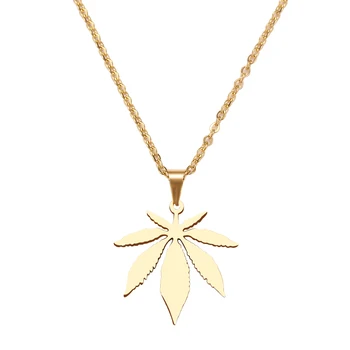 

CA-125 Stainless Steel Necklace For Women Man Maple Leaf Choker Pendant Necklace Engagement Jewelry