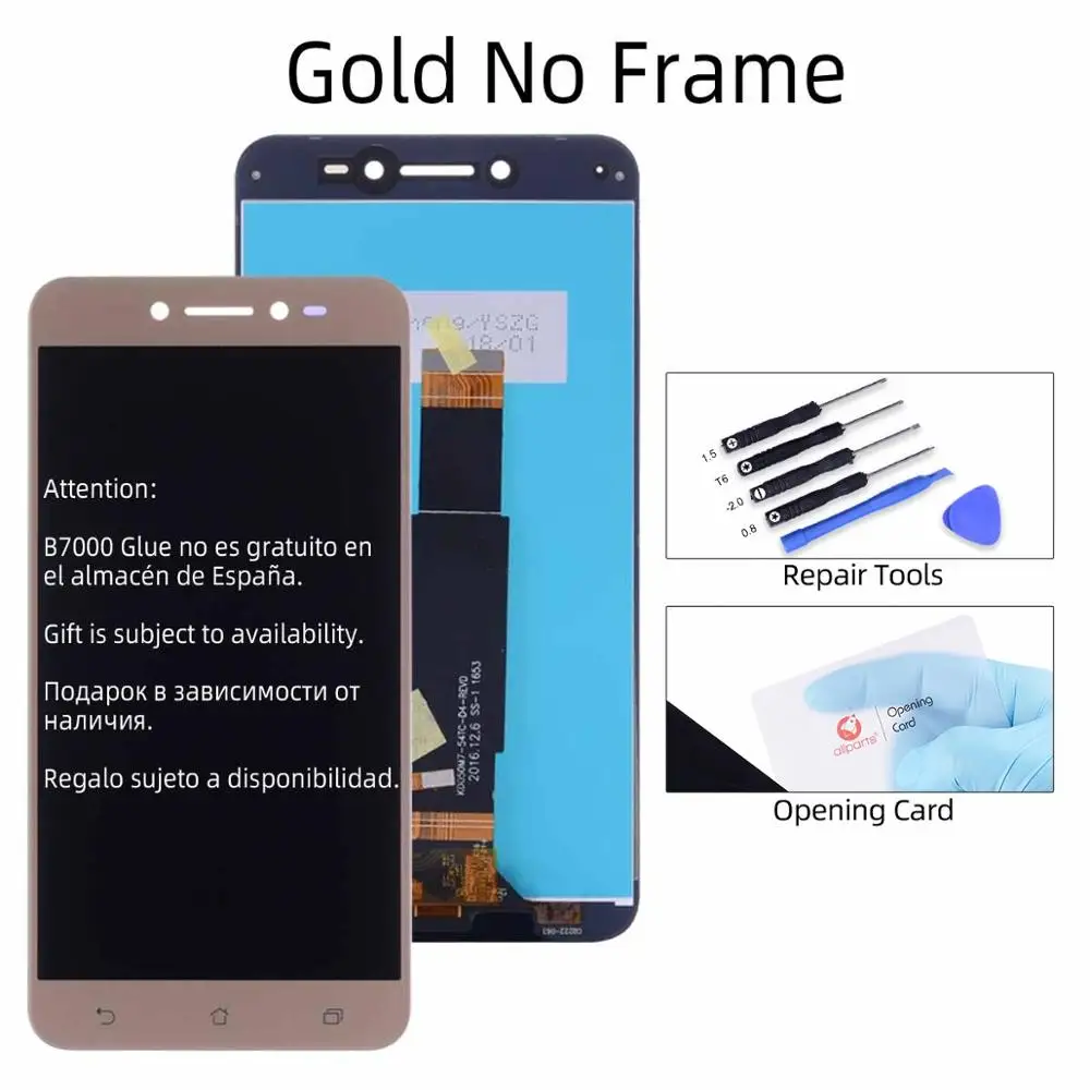 Дисплей для ASUS Zenfone Live ZB501KL LCD в сборе с тачскрином на рамке черный белый золотой - Цвет: Gold No Frame