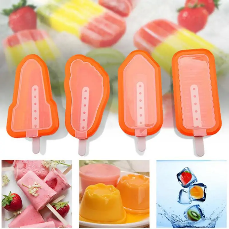 

4Pcs/set Silicone Ice Cream Popsicle Mould Silicone Ice Cream Mold Innovative Cute Homemade Stick Ice Cream Maker