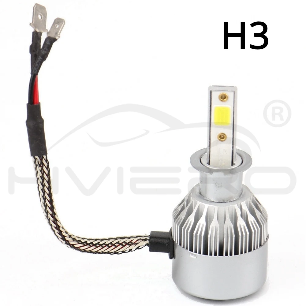 Hviero COB Car Head lights H3 Fog LED IP65 WaterProof 72W 7600lm Auto Front Bulb Automobile Headlamp Spot Bulb 6500K Car Lighting