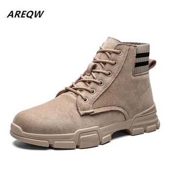 

Men's Casual Shoes Martin Boots 2020 Breathable Khaki Waterproof Autumn Winter Warm Cashmere Men Shoes