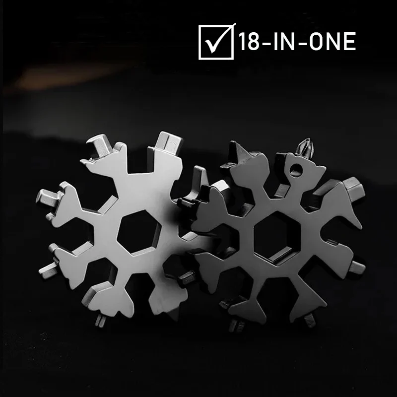 

18 In 1 Snowflake Pocket Tool Card Combination Multifunction Screwdriver Snowflake Wrench Tool Portable Survive Outdoor Hike