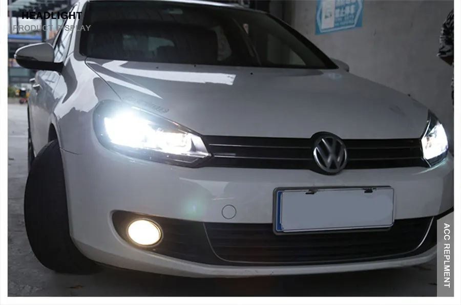 2 шт. светодиодный фары для Volkswagen Golf6 2009-2013 светодиодный Автомобильные фары ангельские глазки комплект ксеноновых фар, Высокопрочная конструкция протовотуманная подсветка Габаритные огни
